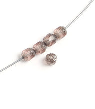Load image into Gallery viewer, Czech Faceted Fire Polished Cathedrals 5mm Rosaline with Gunmetal Ends Qty:40 Strung