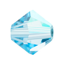 Load image into Gallery viewer, Preciosa 4mm Bicones Aqua AB Qty:31 strung