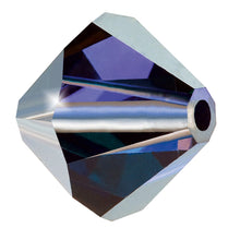 Load image into Gallery viewer, Preciosa 4mm Bicones Deep Tanzanite Qty:31 strung