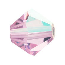 Load image into Gallery viewer, Preciosa 4mm Bicones Pink Sapphire AB Qty:31 strung