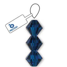 Load image into Gallery viewer, Preciosa 4mm Bicones Capri Blue Qty:31 strung