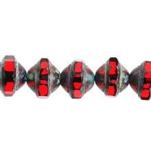 Load image into Gallery viewer, Czech UFO Beads 8X10mm Transparent Siam Ruby & Marble Qty:25 *D*