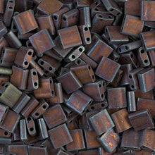 Load image into Gallery viewer, Miyuki Tila Beads 5mm 2005 Dark Raspberry Iris Matte Qty:10g Tube