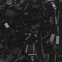 Load image into Gallery viewer, Miyuki Tila Beads 5mm 0401 Black Opaque Qty:10g Tube