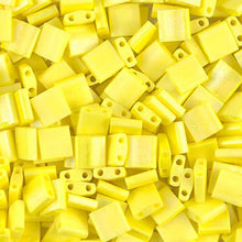 Load image into Gallery viewer, Miyuki Tila Beads 5mm 0404FR Yellow Matte AB Qty:10g Tube