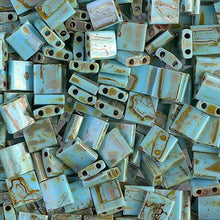 Load image into Gallery viewer, Miyuki Tila Beads 5mm 4514 Seafoam Green Matte Picasso Qty:10g Tube