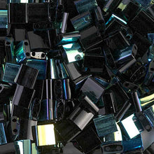 Load image into Gallery viewer, Miyuki Tila Beads 5mm 4555 Jet AB Qty:10g Tube