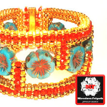 Load image into Gallery viewer, Czech Glass Hawaiian Flowers 12mm Red Travertine Qty:12
