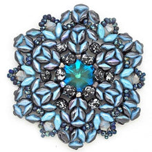 Load image into Gallery viewer, Czech SuperDuo Duets 2.5x5mm Black &amp; White Blue Luster Qty: 10g
