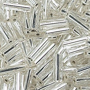 Czech Bugles 15mm Crystal Silver Lined Qty:80