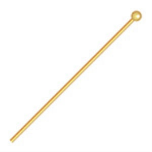 Gold Plated Headpins with Ball 1in 21 Gauge Qty:50