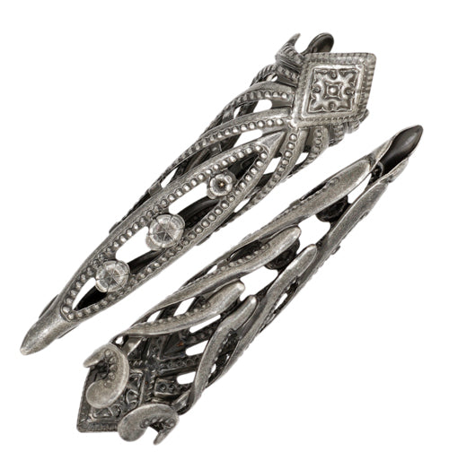 Antique Silver Plated Filigree Cones 28mm