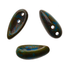 Load image into Gallery viewer, Czech Chilli Beads 4x11mm Opaque Blue Travertine Qty:25 beads
