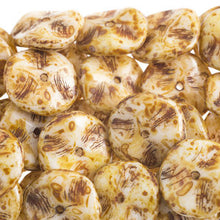 Load image into Gallery viewer, Czech Ripple Beads by Preciosa 12mm Light Brown Alabaster Opaque Travertine Qty:18