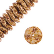 Load image into Gallery viewer, Czech Ripple Beads by Preciosa 12mm Light Brown Alabaster Opaque Travertine Qty:18