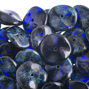Czech Ripple Beads by Preciosa 12mm Dark Blue Transparent Travertine Qty:18