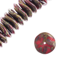 Load image into Gallery viewer, Czech Ripple Beads by Preciosa 12mm Red Opaque Travertine Qty:18
