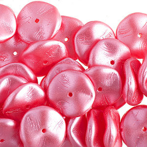 Czech Ripple Beads by Preciosa 12mm Pastel Strawberry Pink Pearl Qty:18