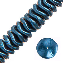 Load image into Gallery viewer, Czech Ripple Beads by Preciosa 12mm Pastel Petrol Blue Pearl Qty:18