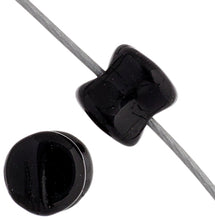 Load image into Gallery viewer, Czech Pellet Beads 4x6mm Jet Black Alabaster Opaque Qty:44 Strung