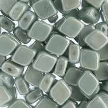 Load image into Gallery viewer, Czech Rhombus Beads 10x8mm Chalk White Dark Green Qty:20
