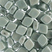 Load image into Gallery viewer, Czech Rhombus Beads 10x8mm Chalk White Dark Green Qty:20
