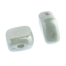 Load image into Gallery viewer, Czech Rhombus Beads 10x8mm Chalk White Dark Green Qty:20