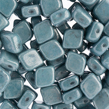 Load image into Gallery viewer, Czech Rhombus Beads 10x8mm Chalk White Dark Blue Luster Qty:20
