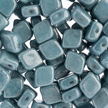 Load image into Gallery viewer, Czech Rhombus Beads 10x8mm Chalk White Dark Blue Luster Qty:20