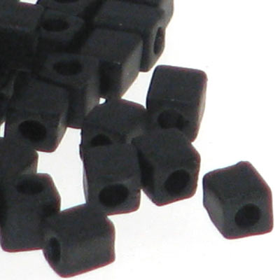 Miyuki Squares 3mm 0401F Black Opaque Matte Qty:10g