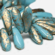 Load image into Gallery viewer, Czech Daggers 3X11mm Medium Sky Blue with Gold Finish Qty:50

