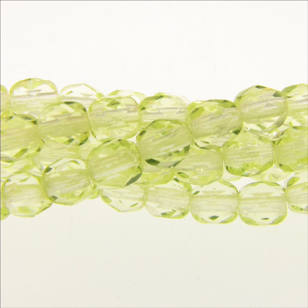 Czech Faceted Fire Polished Rounds 4mm Jonquil Qty:38 strung