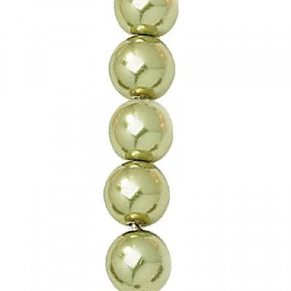 Czech Glass Pearl Rounds 10mm Olivine Qty:7 inch strand