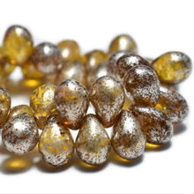 Load image into Gallery viewer, Czech Drop Bead 5x7mm Amber with Mercury Finish Qty: 50