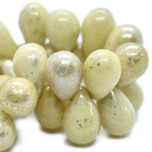 Load image into Gallery viewer, Czech Drop Bead 5x7mm Yellow Ivory with Mercury Finish Qty: 50