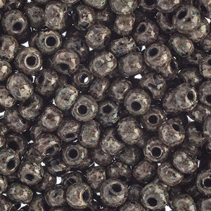 Czech Seedbeads 6/0 Black Travertine Opaque Qty: 23g