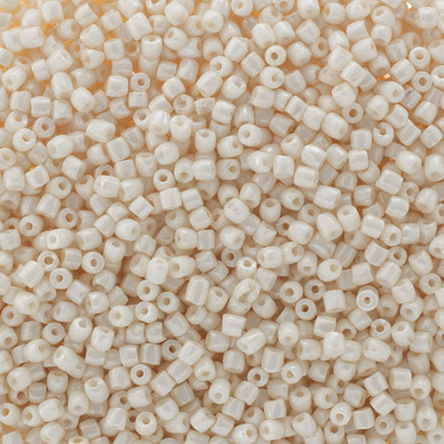 Czech Seed Beads 9/0 3 Cuts Opaque White Eggshell Qty: 10g