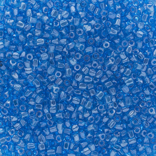 Czech Seed Beads 9/0 3 Cuts Transparent Capri Blue Luster Qty: 10g