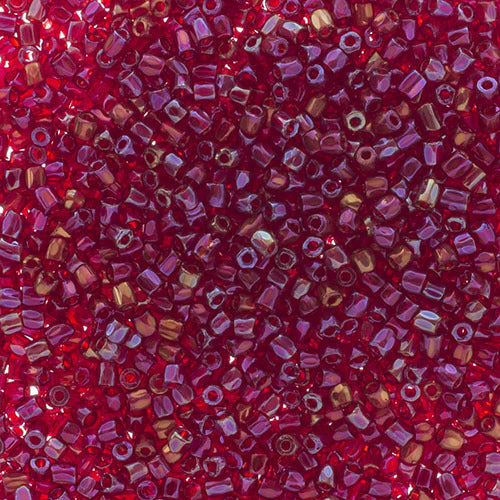 Czech Seed Beads 9/0 3 Cuts Transparent Red Iris Qty: 10g