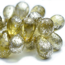 Load image into Gallery viewer, Czech Drop Bead 6x9mm Chartreuse with Mercury Finish Qty: 25