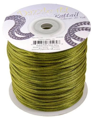 Rattail Cord 2mm Olive Qty:5 Yards
