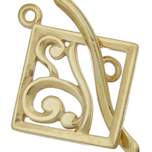 Gold Plated Toggle Scrolling Square 17mm Qty:1