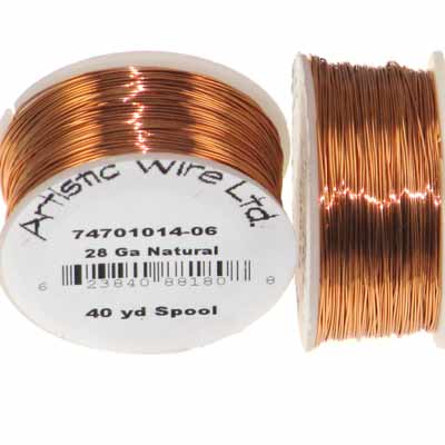 Artistic Wire 28 Gauge Natural Copper Qty:40 Yd Spool