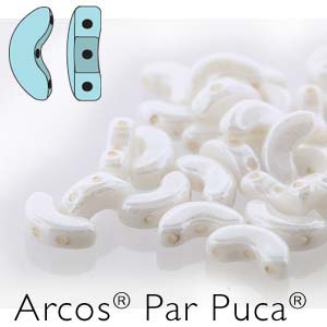 Czech Arcos Beads Par Puca 5x10mm Opaque White Luster Qty:25 beads