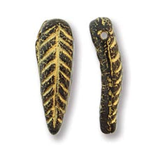 Load image into Gallery viewer, Czech Feathers 5x17mm Jet Gold Qty:25
