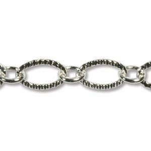 Bright Silver Plated Chain Pattern Link 6.88mm Qty:1 foot
