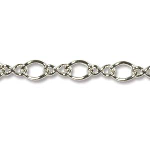 Bright Silver Plated Chain Figure 8 Chain 2.68mm Qty:1 foot