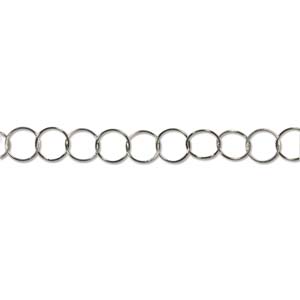 Bright Silver Plated Chain Round 7.64mm Qty:1 foot