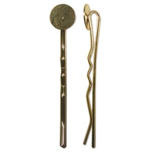 Bobby Hair Pins w. 10mm Disc Gold Plated Qty:2