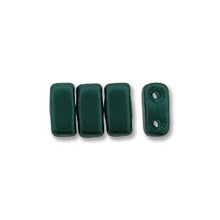 Load image into Gallery viewer, Czech Bricks 3x6mm Dark Green Qty: 50 strung *D*